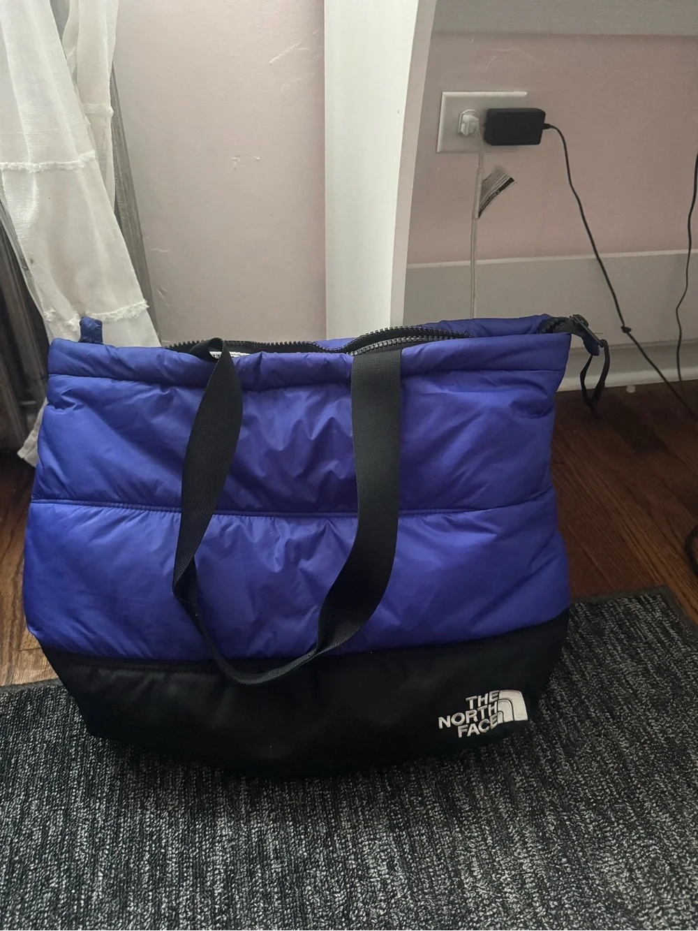 The North Face Blue and Black Quilted Tote